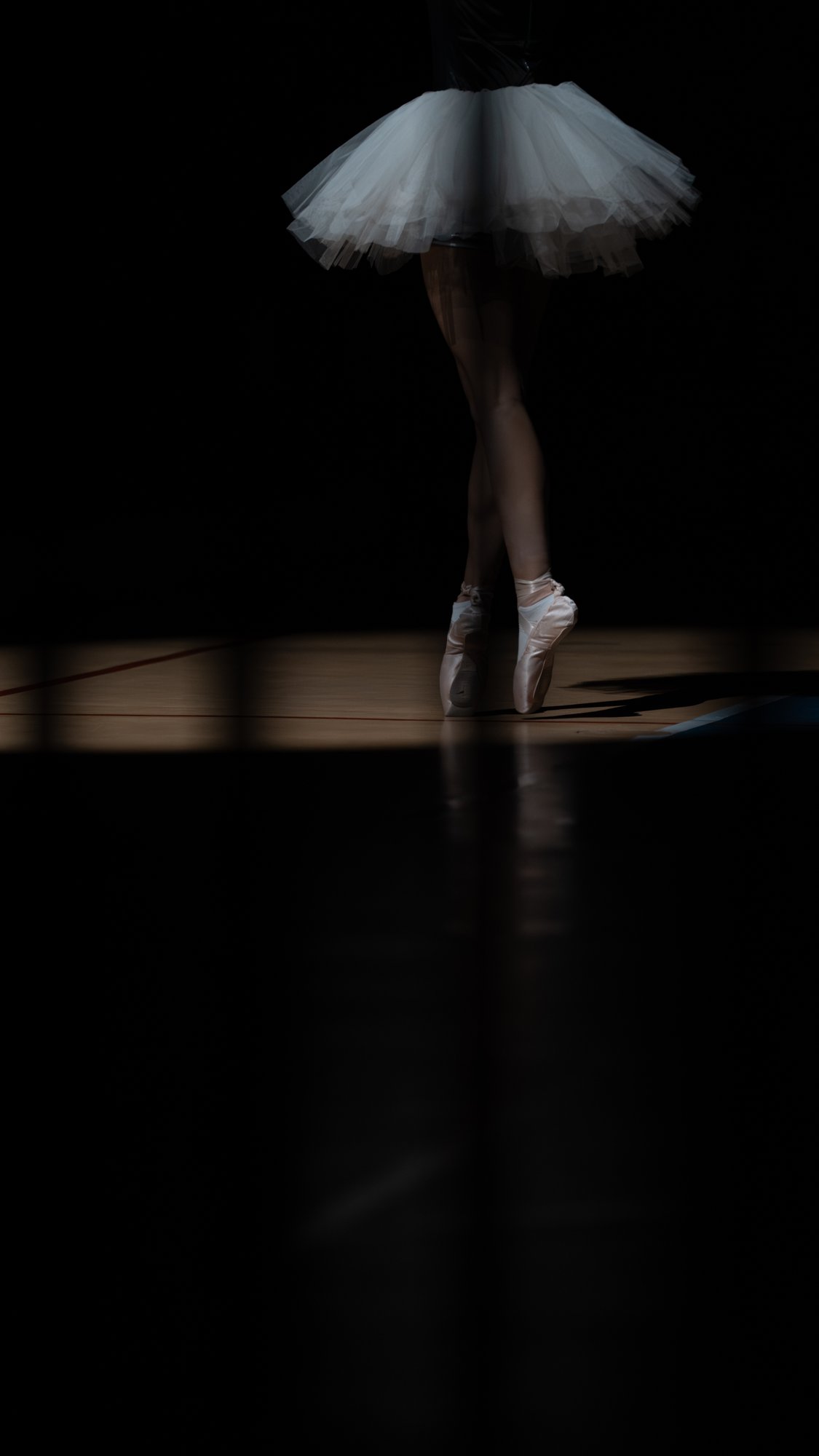 Balletdanseres op pointe tijdens gymnastics show